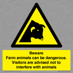 Beware Farm animals can be dangerous. Visitors are advised not to interfere with animals